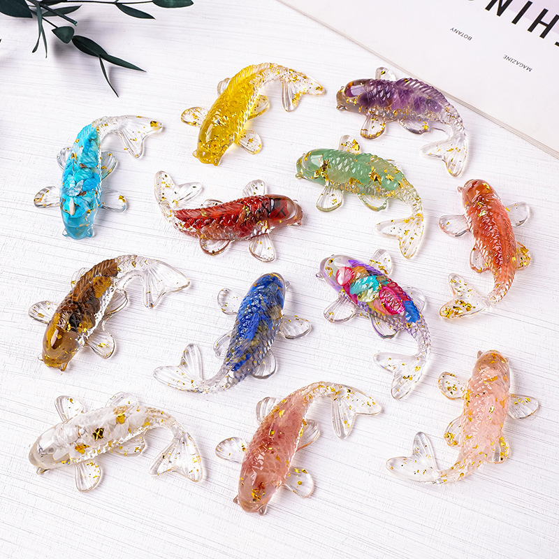 Crystal broken stone drip glue koi