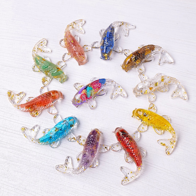 Crystal broken stone drip glue koi